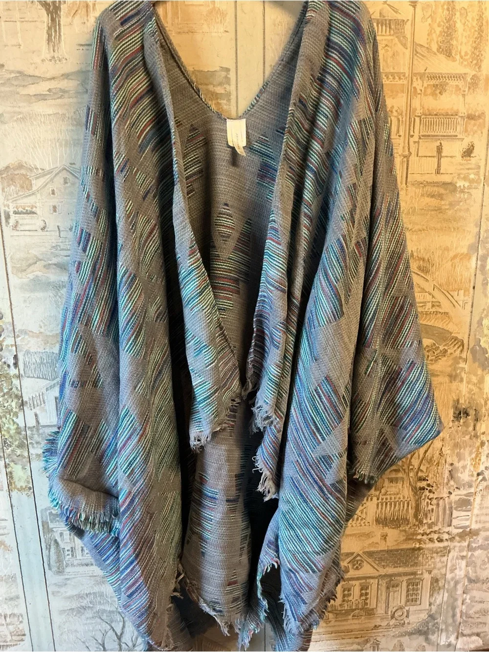 Multicolor Fringe Throw Poncho - Francesca’s
